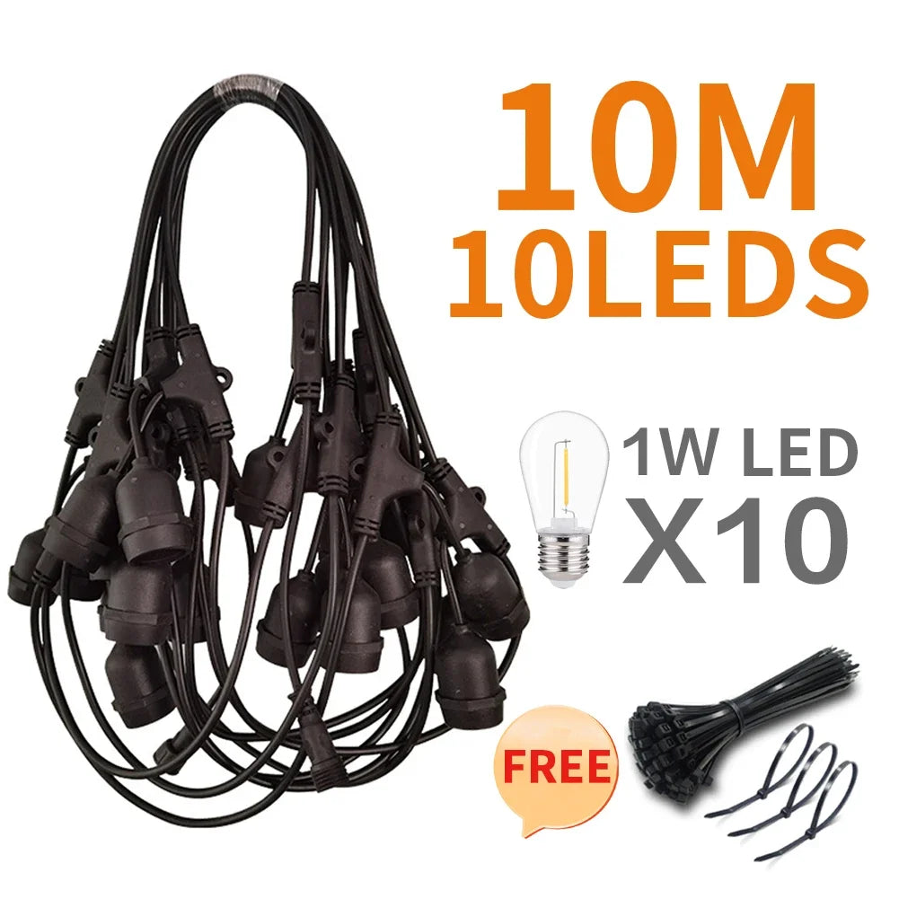 10 Big Lights Connectable Commercial Grade Waterproof Outdoor Festoon LED String Lights Decoration For Garden Holiday Wedding
