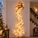 2027 Christmas Magic Trail Wall Light-LED Glowing Xmas Scene Wall Decoration,Santa Sleigh Reindeer Hanging Decor for New Year Pa