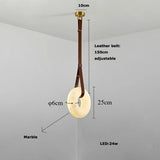 2026 Circular Marble Leather LED Hanging Lamp Modern Bedroom Living Room Main Light Fixture Nordic Faux Marble Pendant Light