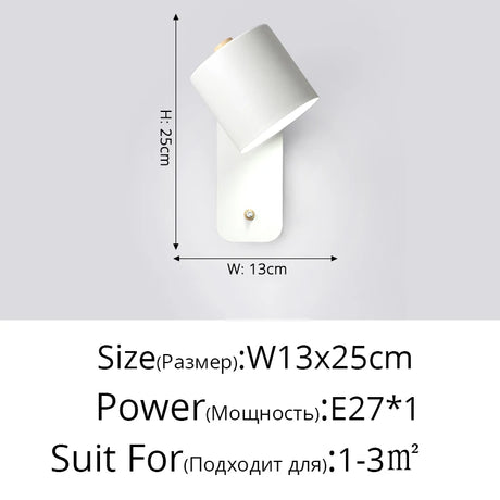 Nordic Macaron Wall Sconce Rotatable With Switch TV Background Wall Lights Modern Bedroom Bedside Aisle Home Reading Wall Lamps