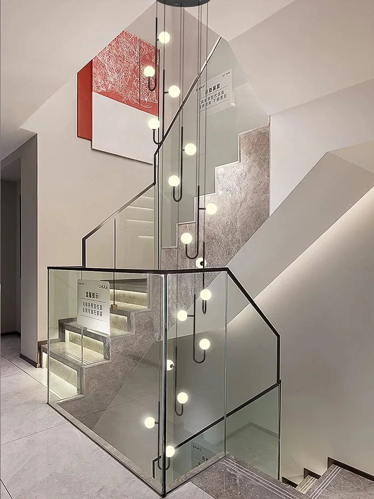 Modern Duplex Staircase LED Pendant Light - Living Room Long Hanging Lamp