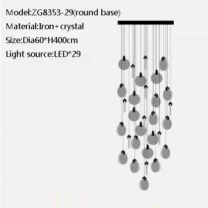 Duplex Staircase Pendant Lamps 2025 New Light Luxury Crystal Revolving Jump Floor Loft Apartment Living Room Long Chandeliers