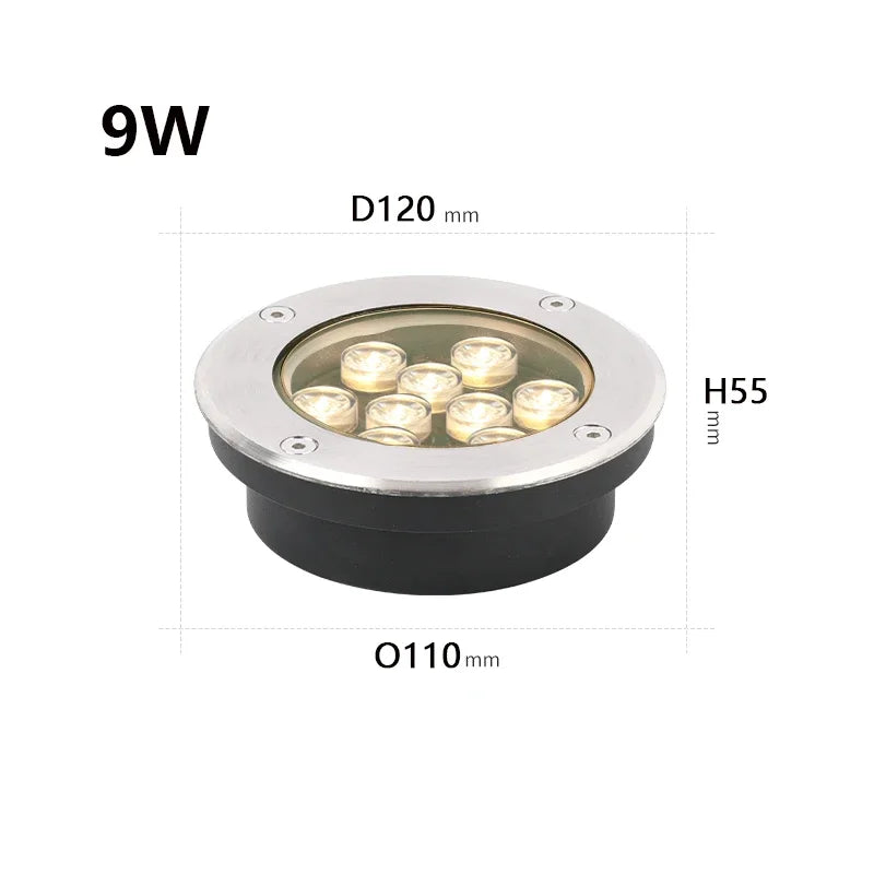 Ultra-Thin IP67 Waterproof LED Buried Light - 3W 5W 9W Outdoor Garden Path Spotlight