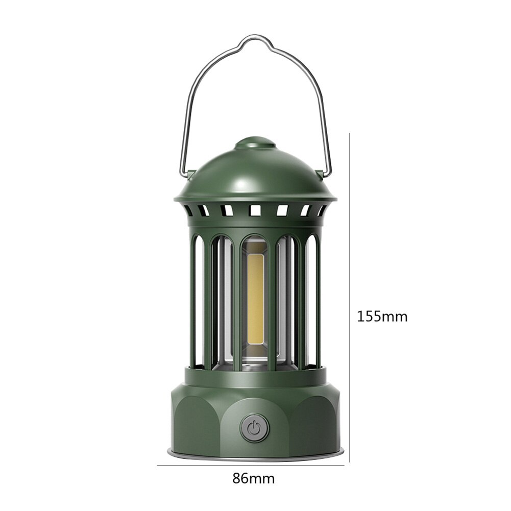 Portable Retro Camping Lantern Emergency COB Camping Light Waterproof Lightweight Tent Lamp with Hook for Outdoor Hiking BBQ