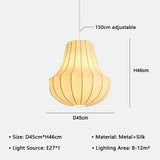 Japanese Wabi-Sabi Silk Ceiling Chandelier - Modern Organic Fabric Pendant Light Fixture for Living Room, Dining Room, Bedroom & B&B Decor