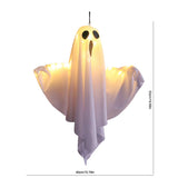 Halloween Glowing White LED Hanging Ghost - Horror Prop with Fairy Lights