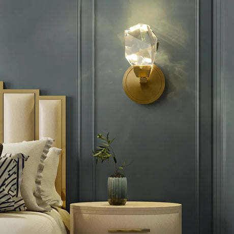 Copper Luxury Wall Light Modern Diamond Design Crystal Wall Lighting Bedroom Bedside Lamp Fixture Clear Cristal Led Wall Sconce