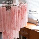 Designer Murano Ceiling Chandeliers Pink Colorful Glass LED Hanging Pendant Lights for Living Dining Room Bar Villa Art Lighting