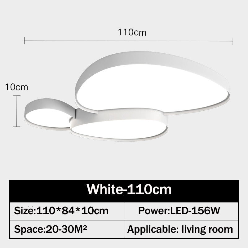 Modren LED Ceiling Lamps Living Dining Room Study Bedroom Nordic Minimalist Acrylic Black White Home Decor Lustre Lights Fixture