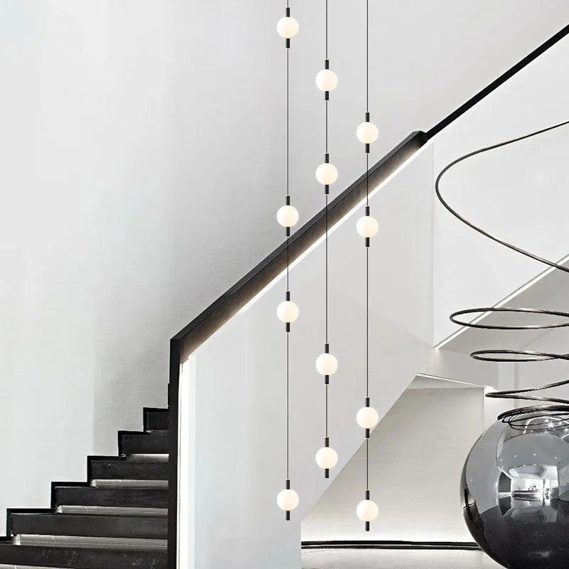 Globe Chandelier Designer Villa Living Room Dining Table Apartment Hanging Lamps Nordic Modern Attic Double Staircase Pendant