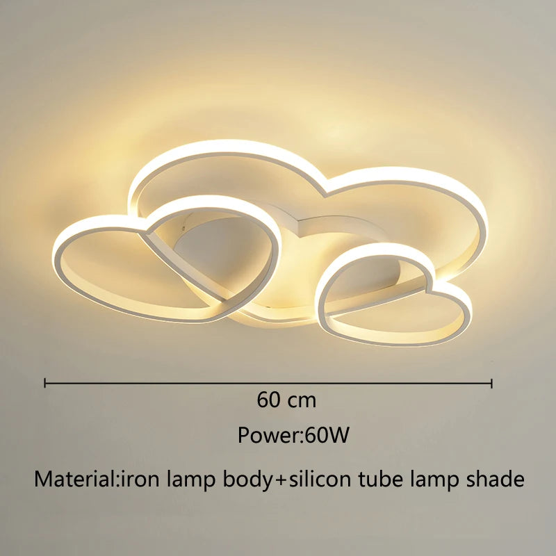 Light For Home Led Light For Bedroom Women Princess Heart Shape Ceiling Lights Lamp Dimmable For Wedding Girls Room Bedroom