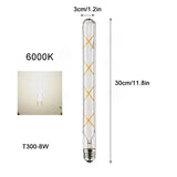 Vintage Tubular LED Filament Light Bulb - T10 T30 Long Tube 4W 6W 8W Edison Lamp