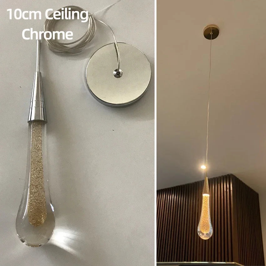 Post-Modern Crystal Glass Led Pendant Lights Hanglamp Tear Drop Light Restaurant Bar Indoor Hanging Lamp Staircase Chandelier