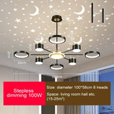 2025 New Chandeliers Romantic Starry Modern Ceiling Light Fixture 6 Lights White Creative Home Stepless Dimmable  Ceiling Lamp