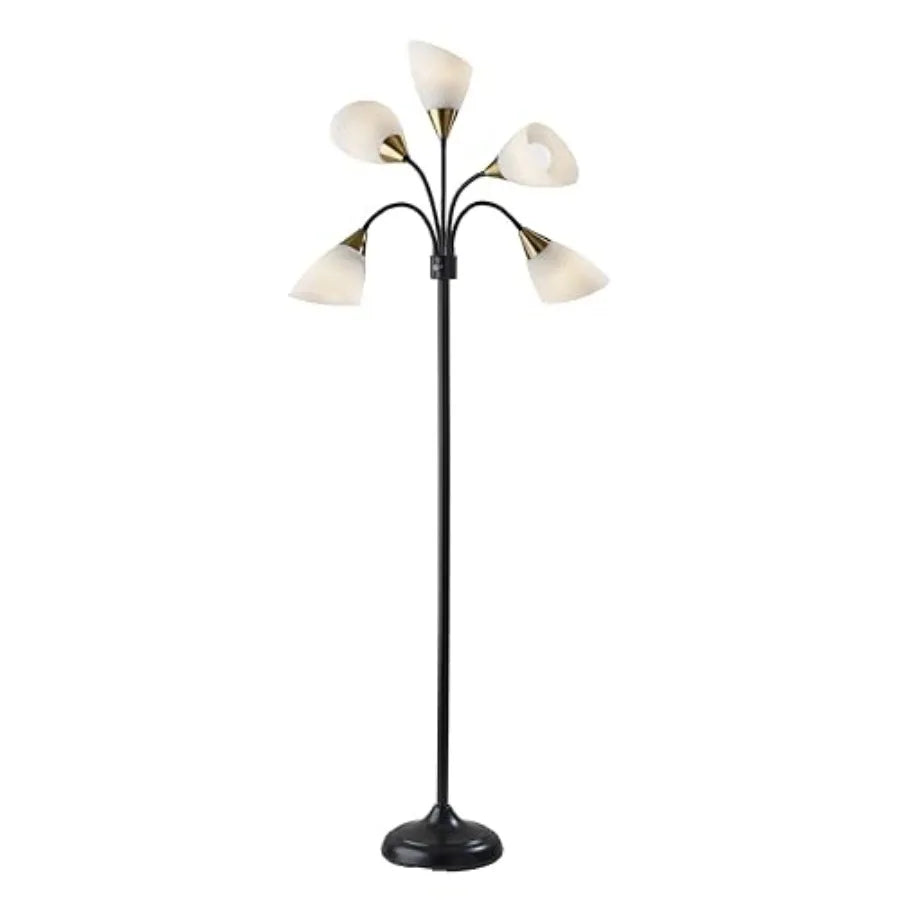 Floor Lamp with 5 Movable Shades and Adjustable Brightness Perfect Lighting for Bedroom Decor, Beauty and Art Studio