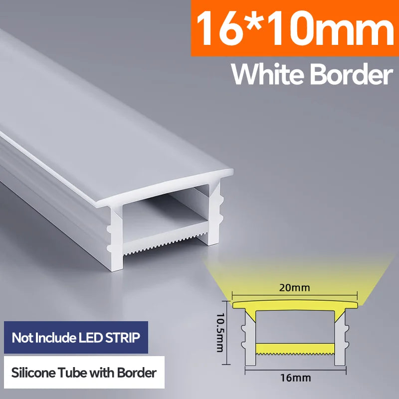 Light Strip Silicone Tube LED Diffuser Flexible Black and White Lampshade with Edge Contour Light Mask Plate Cover