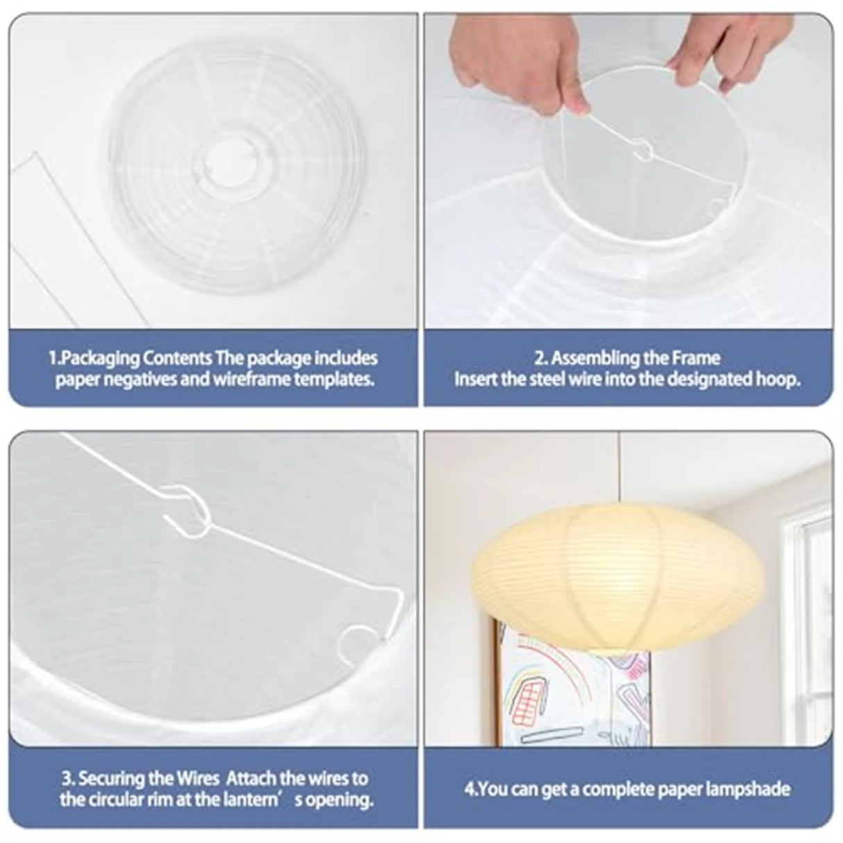 2pcs White Oval Paper Lantern Lampshade Chinese Foldable Ceiling Light Lampshade Hanging Home Decor for Living Room Bedroom