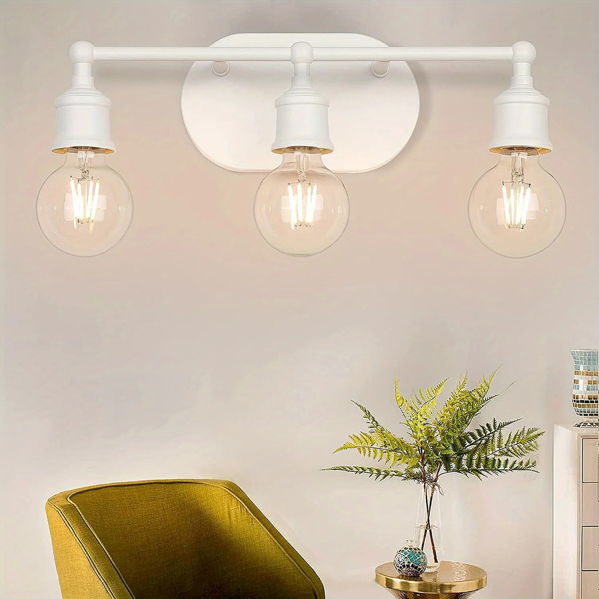 Vanity Light Fixture, Brushed Nickel Wall Sconce Lighting, Modern Bathroom Vanity Wall Lights E26 Base, Vintage Metal Indoor Wal