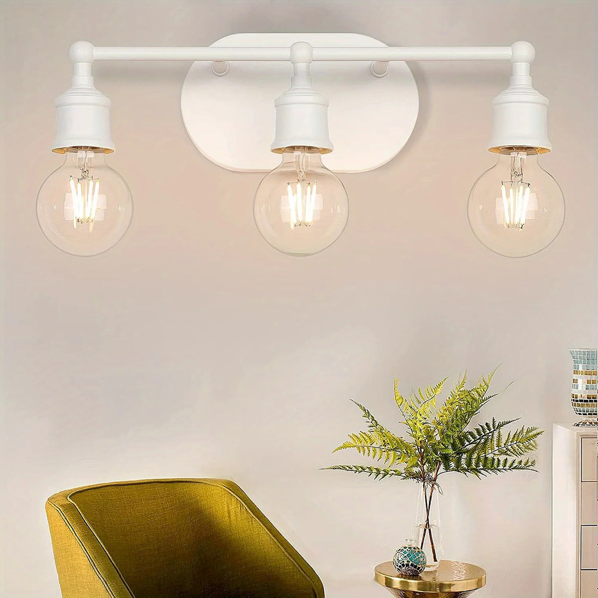 Vanity Light Fixture, Brushed Nickel Wall Sconce Lighting, Modern Bathroom Vanity Wall Lights E26 Base, Vintage Metal Indoor Wal