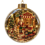 Acrylic Material Christmas Ball Ornament Transparent Design 8CM Size Santa Claus Pendant with Light Holiday Tree Pendant