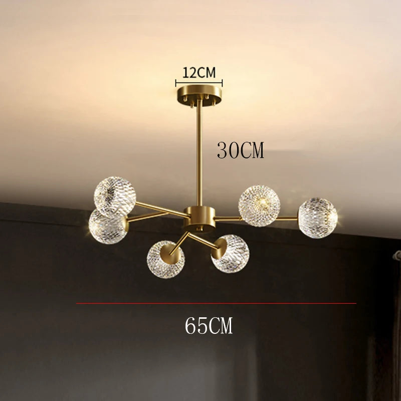 2026 for Nordic LED crystal spherical ceiling chandelier for dining living room bedroom luxury main light simple indoor