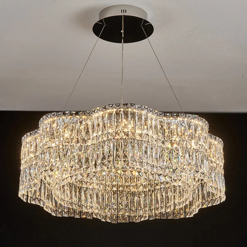 Modern Luxury LED Crystal Chandeliers Home Villa Decoration Living Dining Room Lighting Ceiling Pendant Lights Indoor Fixtures
