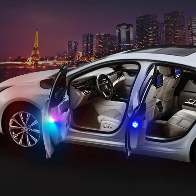 Wireless Car Door LED Warning Light 5 LEDs LED Flashing Warning Light Self Adhesive Waterproof Magnetic Induction Strobe Flash