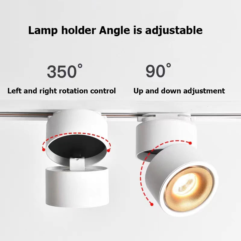 350° rotation 90° up and down folding adjustable light mounting and track spotlights suitable for home merchants 10W,12W,15W,18W