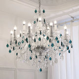 French Green Crystal Candle Chandelier Luxury Romantic Glass E14 Pendant Lights Living Room Art Decor Led Lamparas Bedroom Lamp