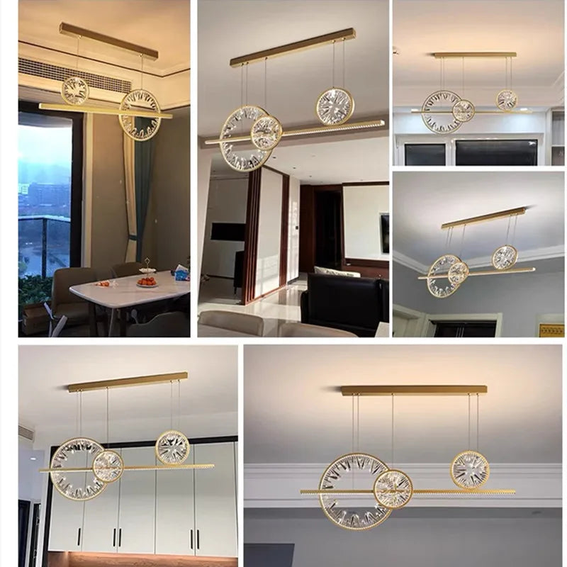 Modern Lustre Crystal Pendant Lamp for Living Room Kitchen Dining Room Bedroom Hall Circle Ring LED Chandelier Lighting Fixture