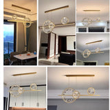 Modern Lustre Crystal Pendant Lamp for Living Room Kitchen Dining Room Bedroom Hall Circle Ring LED Chandelier Lighting Fixture