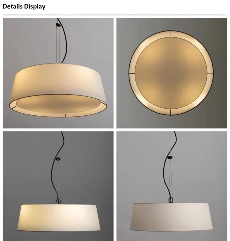 Modern Simple Chandelier Linen Cloth Art Bedroom Living Room Study Light Wabi Sabi Creative Tearoom Dining Lamp
