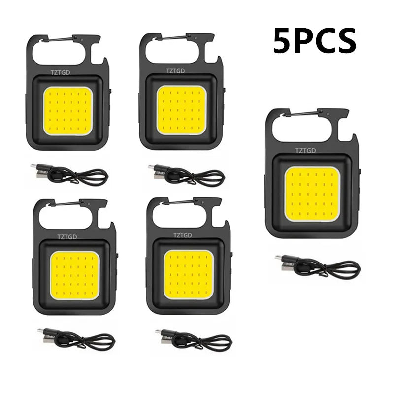 Mini LED 500mah Cold White Work Light Portable Pocket Flashlight Keychains USB Rechargeable For Outdoor Camping Small Corkscrew