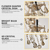 Luxurious 15 Lights Chandeliers Cognac Crystal Chandelier Adjustable Hanging Ceiling Pendant Light Vintage Lighting