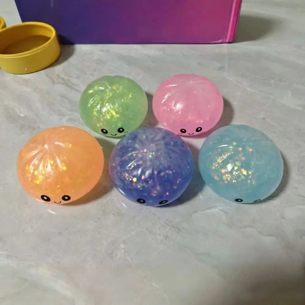 Boys Girls Luminous Dumpling Squishy Slow Rebound Noctilucent Squishy Dumpling Pinch Glitter Sensory Fidget Ball Children Gifts