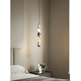 Luxury Black Cylinder Natural Stone Pendant Lamp High-end Bedside LED Chandelier Living room Decoration Home Hanging Lights