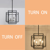 4-Lights Lantern American Style Pendant Lights Fixtures Industrial Farmhouse Hanging Chandelier for Living Room Island Kitchen