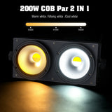 4-Pack 200W COB LED Par Light (2x100W 2-Eye Blinder) - 2-in-1 Cool & Warm White DMX Stage Lighting for Party, Bar & DJ Events