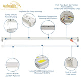 48 Inch 80W LED Linear Strip Stairwell Light Fixture 8800lm 5000K IP20, SCR Dimmable 4 Foot Grade Indoor Shop Ceiling Lights FCC