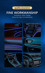 Car Interior RGB LED Atmosphere Light Strip USB Fiber Optic Neon Invisible Ambient Lamp Center Console Door Decoration Trim