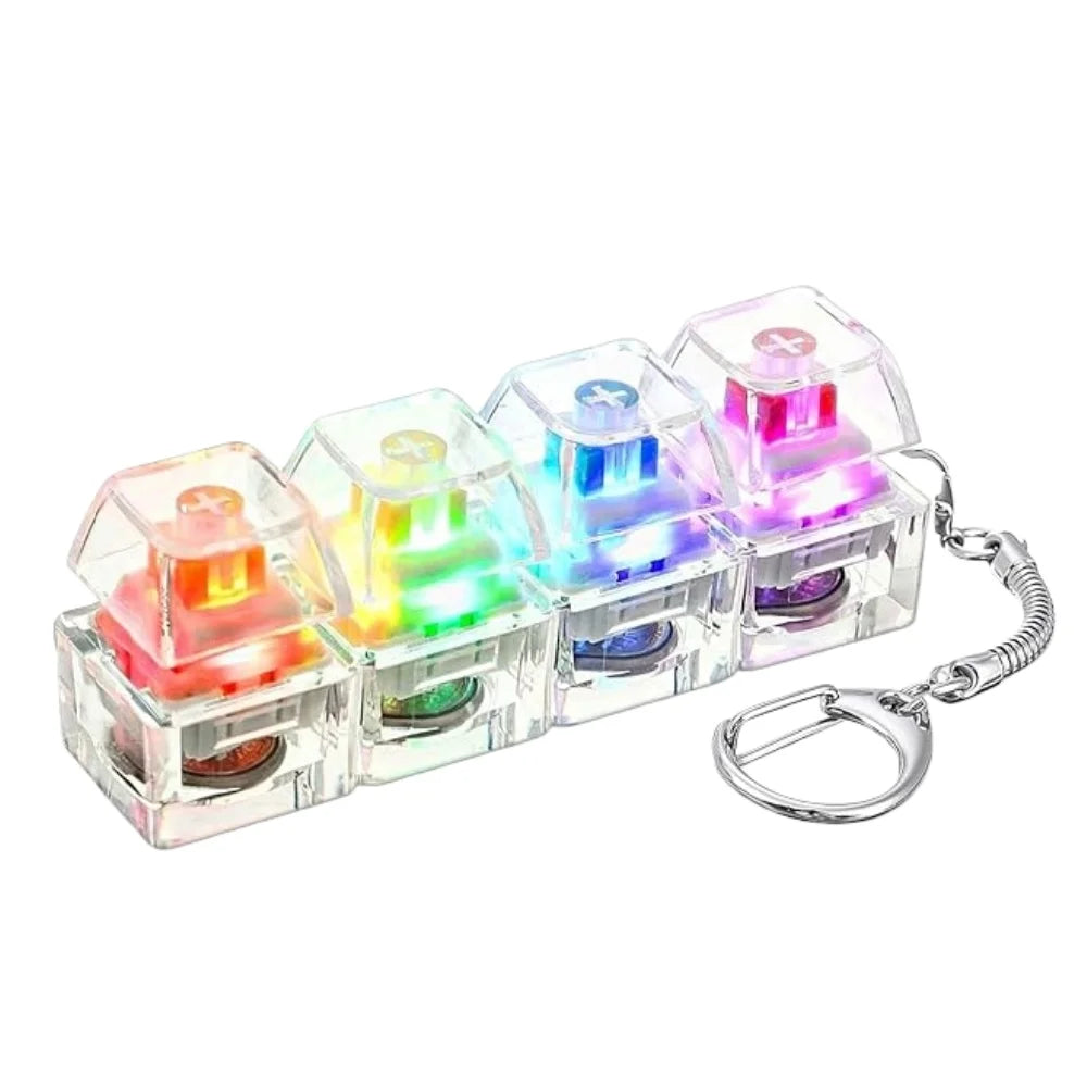 Light-Up Keyboard Switch Keychain - Clickable LED Fidget Toy & Stress Reliever