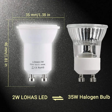 LED Light Bulb 2W Mini GU10 SMD 3000/6000K Warm/Cold White 35Watt Replacement for Small 35mm Non Dimmable [Energy Class A+]6Pack