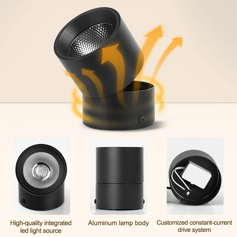 Spot Led Downlight 220v 3 colors dimmable LED spotlights Ceiling lamp surface mounted Down light for Store Home Bedroom Bathroom