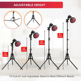 E27 LED Red 54W Light Therapy Lamp 660nm&850nm Infrared Bulb with Floor Stand for Skin Care Pain Relief 360° Adjustable