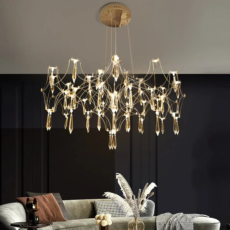 Modern Luxury Crystal Chandelier LED Starry Crystal Chandelier for Villa Parlor Bedroom Living Room Firefly Ceiling Chandeliers