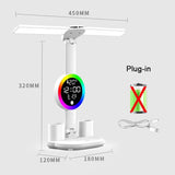 RGB LED Table Lamp Clock Display Touch Dimmable Reading Lamp  USB Rechargeable Foldable Eye Protection Desk Lamp Night Light
