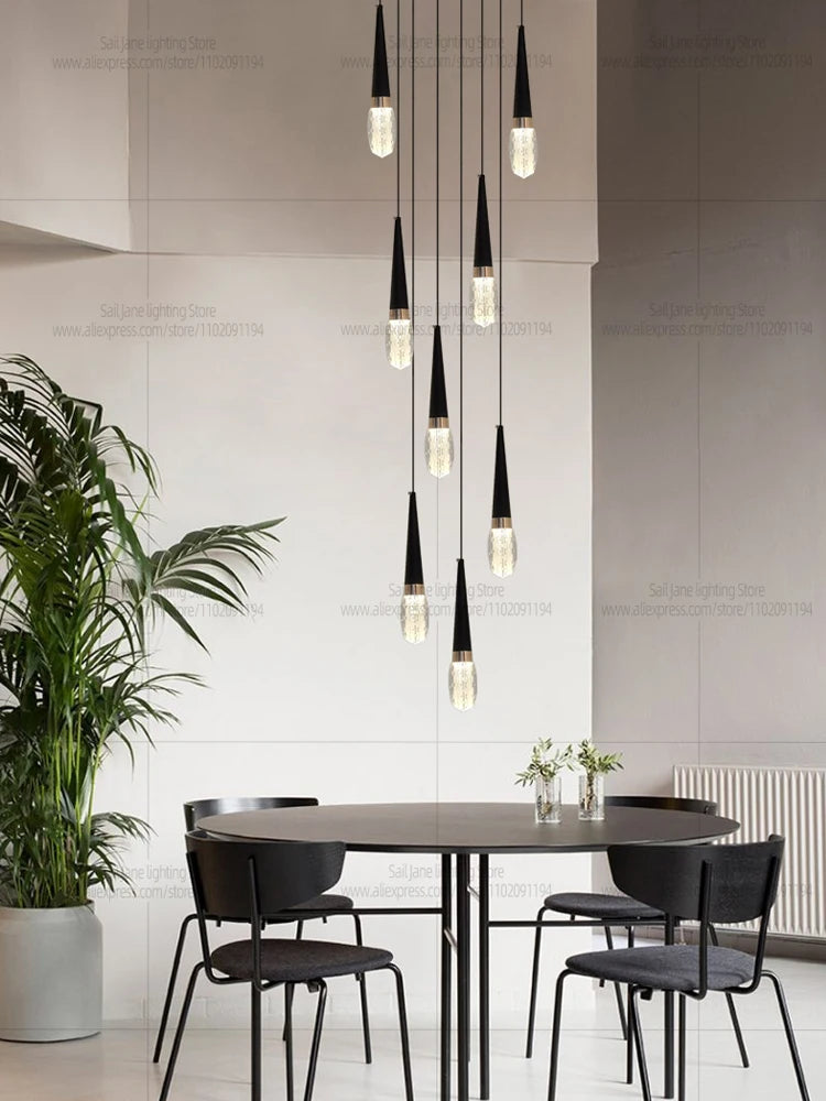 Nordic Modern Home Decoration Chandelier Hanging Stairs Pendant Light Villa Living Room Kitchen Pendent Lamp Indoor Lighting