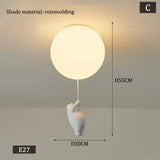 Designer Polar Bear Cartoon Pendant Chandelier - LED Resin Kid's Room Light