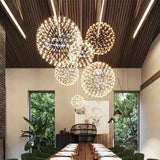 Modern Restaurant Chandelier Creative Personality Dandelion Art Spherical Nordic Fireworks Living Room Spark Ball Chandelier LED