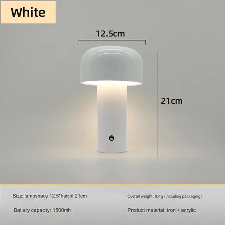 Mushroom Lamp Rechargeable Table Lamp LED Touch Desk Lamp 3 color Dimming for Cafe Restaurant Study Room Decoration Night Light